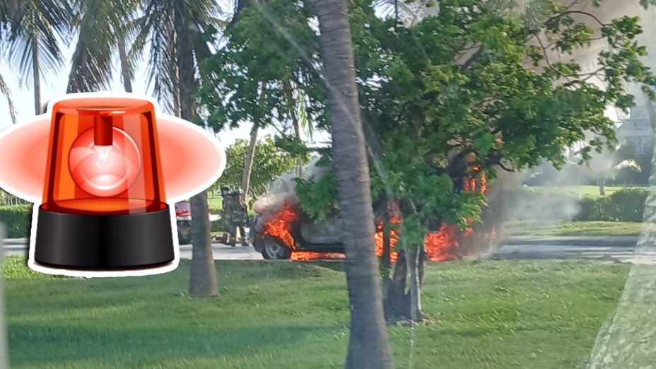 Camioneta se incendia en el Boulevard Kukulcán de Cancún; conductor se salva de las llamas.jpg