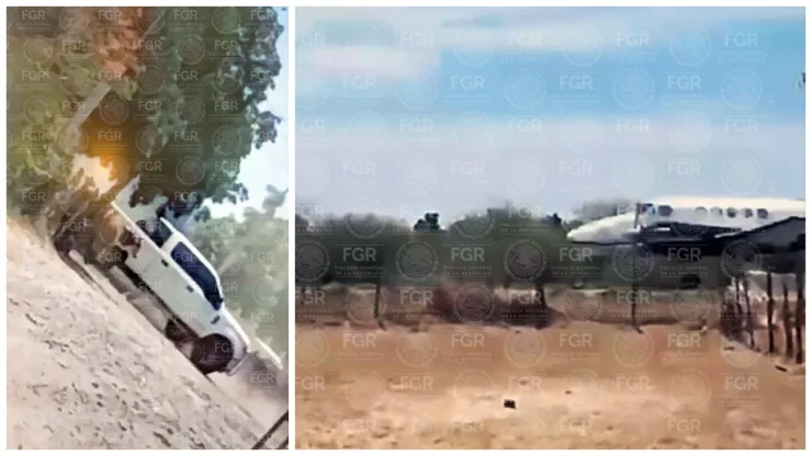Vehículo usado para el secuestro de “El Mayo” Zambada y pista de donde salió el avión que fue utilizado para llevarlo.