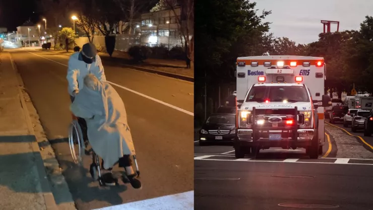 Abuelito empuja a esposa hasta el hospital