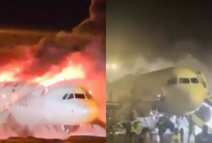 VIDEO | ¡IMPACTANTE! Avión se prende en llamas antes de despegar en Corea del Sur