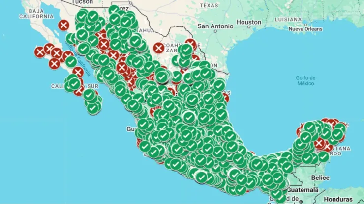 Mapa interactivo de Profeco para detectar cuáles son las gasolineras más baratas.