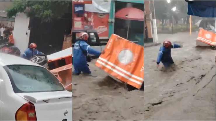Pobladores gritaban al hombre que dejara ir el mototaxi y no se arriesgara.