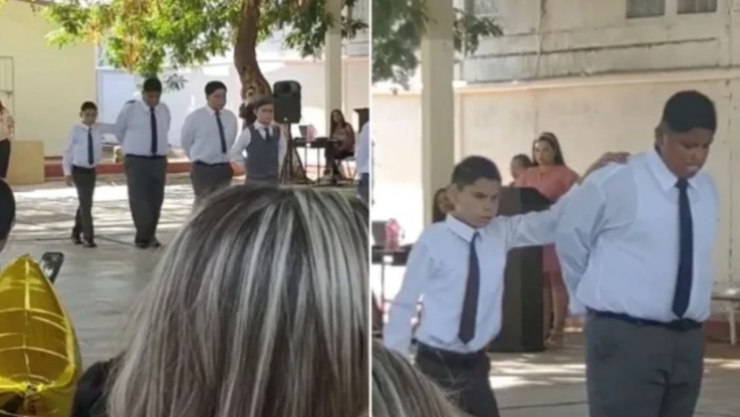 Marco Antonio guía a su mejor amigo Emilio, quien es invidente en vals de graduación en escuela de Sonora.