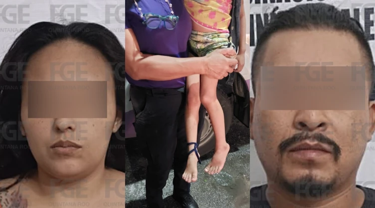 Detienen a padres de niña que fue amarrada a una mesa en Quintana Roo