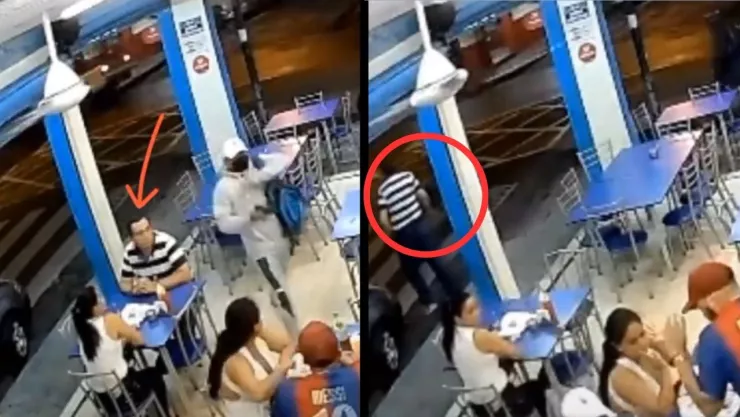 ¡De no creer! Hombre escapa de un asalto y deja a su pareja en el restaurante (VIDEO)