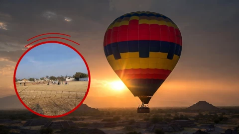 Teotihuacán Globo aerostático cae tras tocar cables de luz; hay turistas lesionados.png