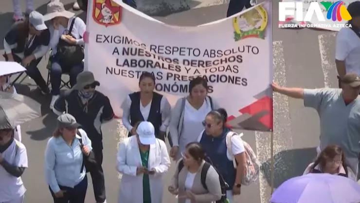 Protesta de trabajadores de salud en Edomex por falta de insumos