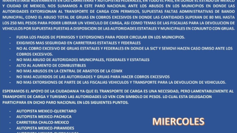 Paro nacional de transportistas 24 de junio 2026; carreteras que se verán afectadas