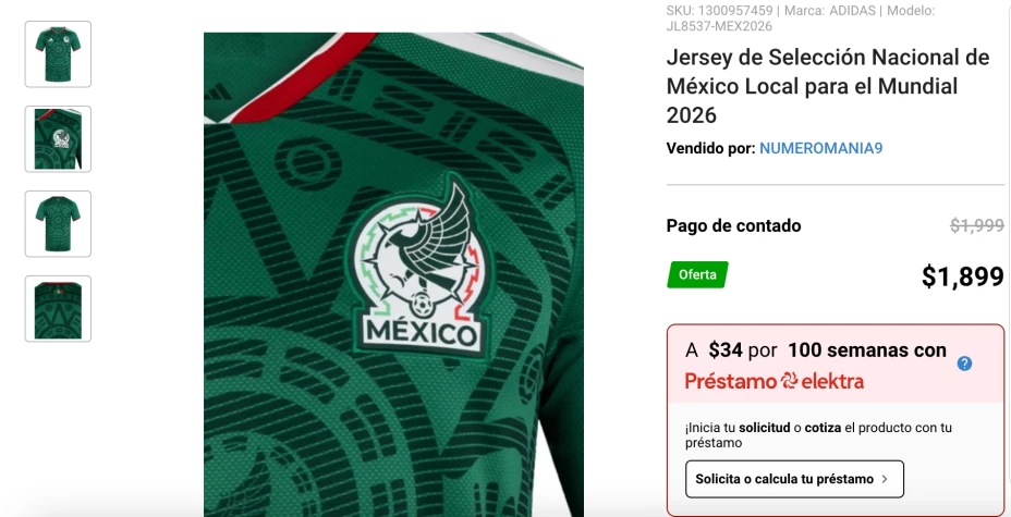 Así es la camisa de la Selección Mexicana que vende Elektra