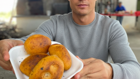 Cristiano Ronaldo probando las gorditas de cocedor.