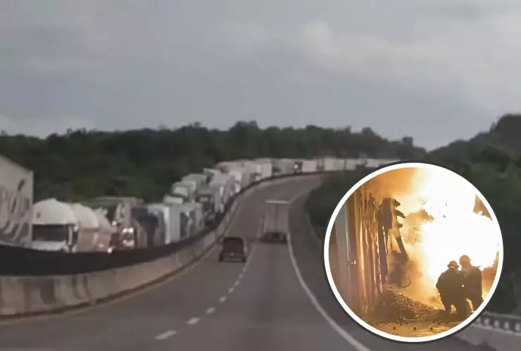 Se incendia tráiler por la autopista