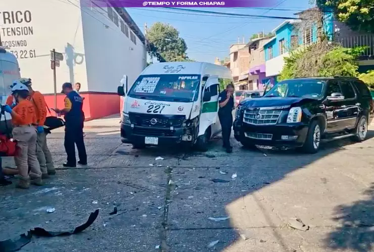 Accidente de transporte público hoy en Tuxtla: Colectivazo deja heridos en San Francisco