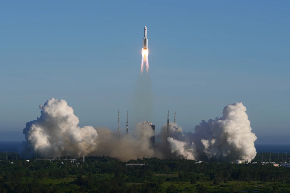 The Long March 5B carrier rocket takes off from Wenchang Space Launch Center in Wenchang, Hainan