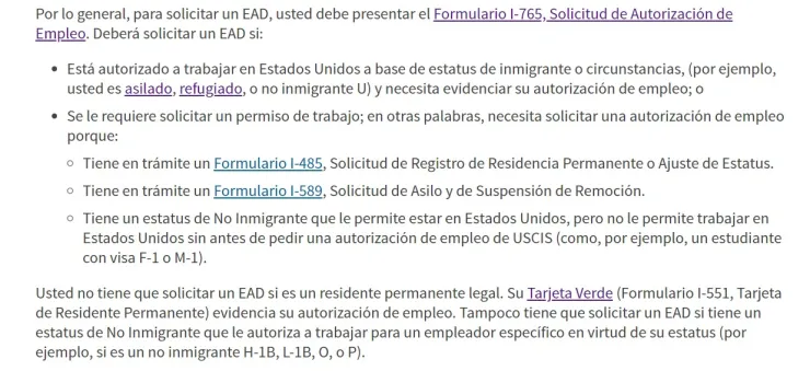 Requisitos, costo y cómo tramitar tu permiso EAD para trabajar en Estados Unidos