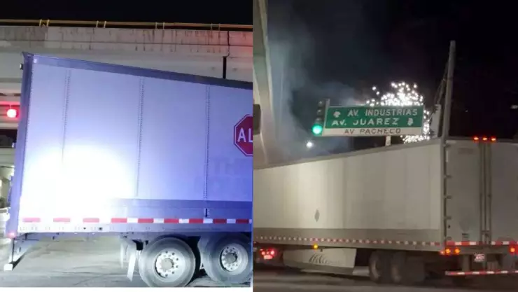 Tráiler choca contra puente