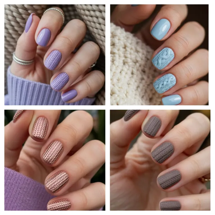 modelos de uñas efecto suéter