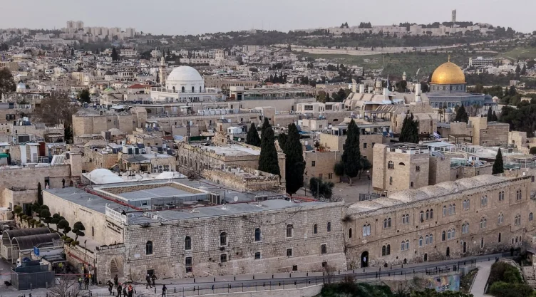 A drone photo of emergency services inspect the damage in Jerusalem’s Old City after Iran launched missiles towards Jerusalem, amid the U.S.-Israel conflict with Iran, March 20, 2026