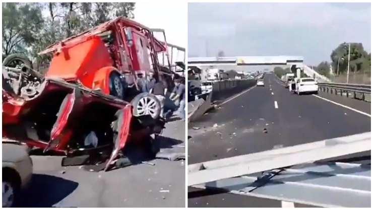 Choque de tráiler en el Circuito Exterior Mexiquense.
