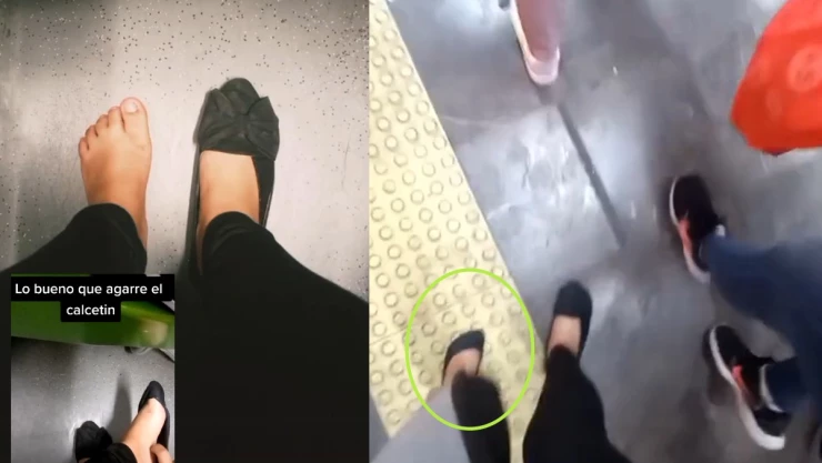 Sin zapato en el metro