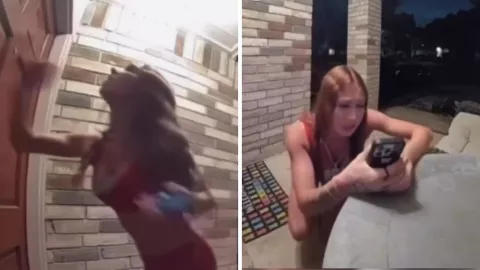 Mujer ruega afuera de una casa y el video causa polémica en redes