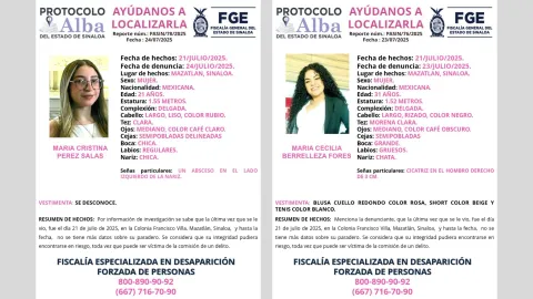 María Cristina y María Cecilia, desaparecidas en Mazatlán