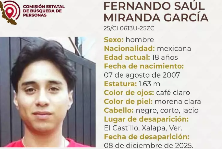 Fernando Saúl Miranda García, reportado como desaparecido en Veracruz ¿Qué sabemos de su desaparición?