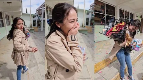 Maestra recibe ramo de rosas por el 14 de febrero y vídeo se vuelve viral en TikTok