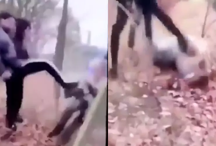 VIDEO | Supuesta abuelita es brutalmente golpeada por un grupo de jóvenes; fue arrojada al suelo y pateada