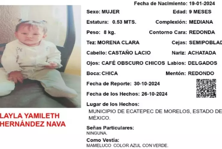 ALERTA AMBER: ¡Urgente! Layla Yamileth Hernández Nava desapareció en el Estado de México; apoya a localizarla