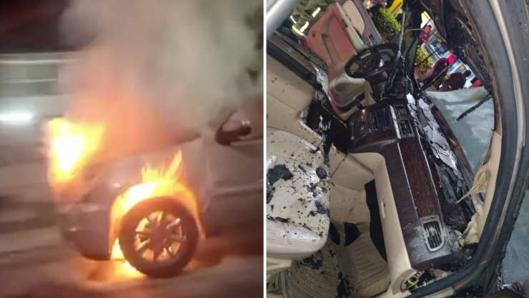 Carro en llamas incendiado Tuxtla