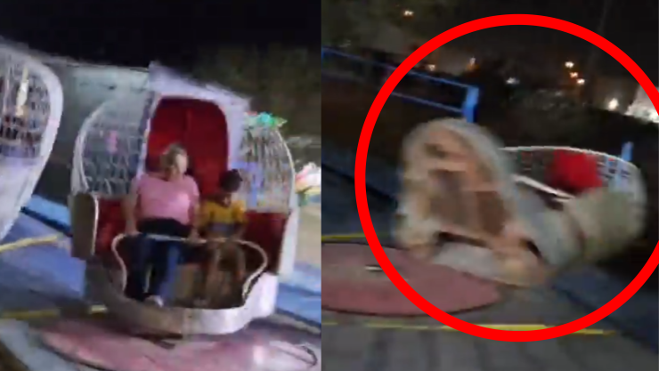 Abuelita y nieto sufren accidente en juego mecánico en Monterrey.