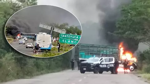 ¡CUIDADO! Incendian camiones de carga y bloquean carreteras al norte de Veracruz