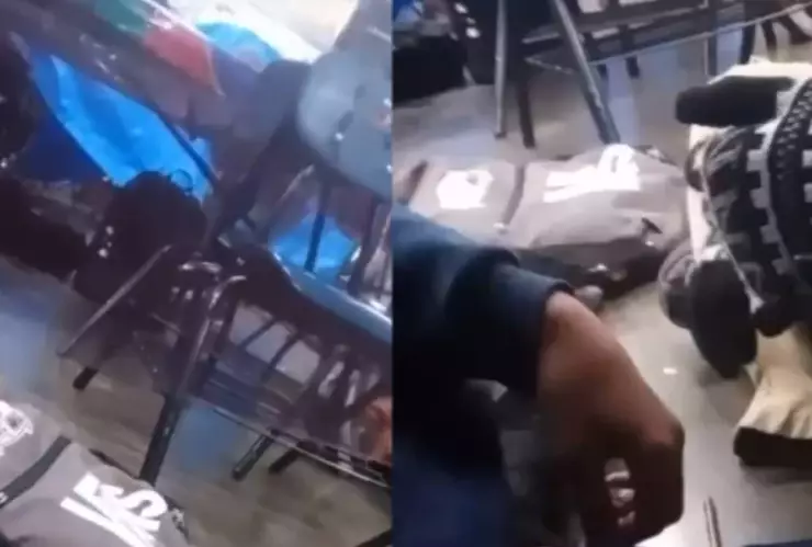 VIDEO: Alumnos de secundaria se resguardan tras balacera en Mexicali