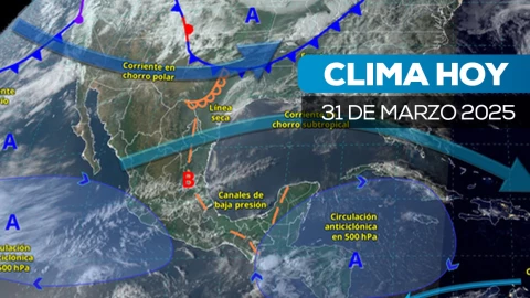 Imagen satelital que representa el clima en México 31 de marzo de 2025