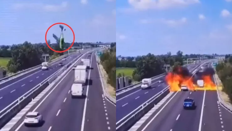 VIDEO TRÁGICO | Avión impacta contra una autopista y explota; confirman 2 muertos en accidente aéreo en Brescia, Italia