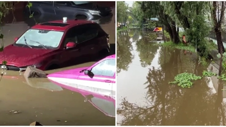¡Inundacion en Xochimilco! Casas y cultivos de cempasúchil afectados