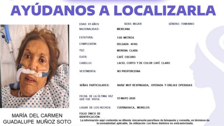 SE BUSCA a María del Carmen Guadalupe Muñoz Soto.