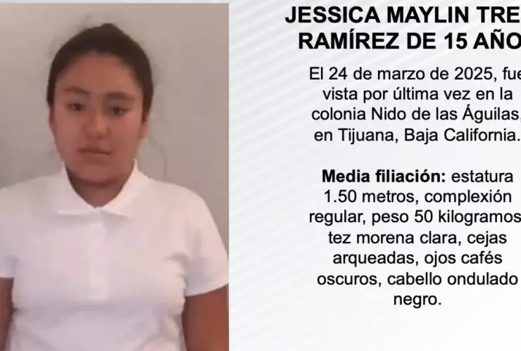 Desaparecida en Tijuana: Buscan a Jessica Maylin Trejo Ramírez de 15 años