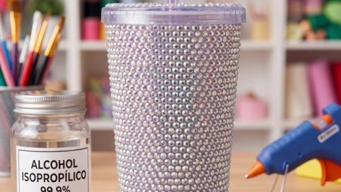 Vaso texturizado con pedrería stras estilo micrófono de escenario