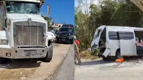 Fuerte accidente deja a menores de edad lesionados en la carretera federal 307 tramo Tulum - Cobá HOY 5 de abril de 2025.jpg