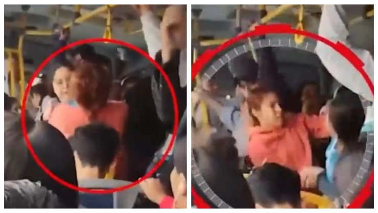 Mujeres protagonizan violenta pelea en camión de Tlajomulco