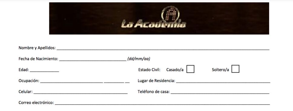 REGISTRO PARA LA ACADEMIA