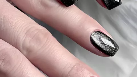 7 diseños de uñas cuadradas con efecto ojo de gato que se ven sofisticadas y son fáciles de hacer