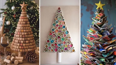 Árbol ecológico reciclado: Navidad sustentable y consciente con materiales reutilizados.