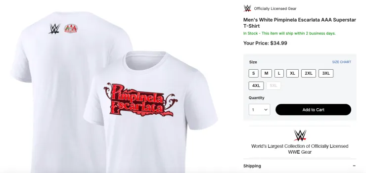 playera de pimpinela escarlata en wwe y aaa | playeras wwe y aaa