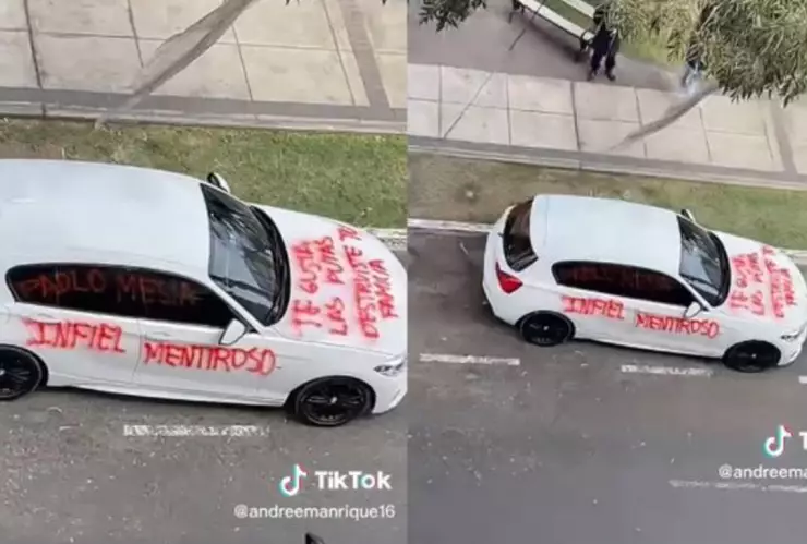 Una mujer se enteró de la infidelidad de su pareja y decidió desquitarse con el auto de este.