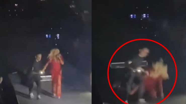 Yuri sufre fuerte caída en pleno concierto en Tamaulipas.