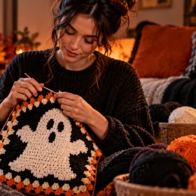 4 ideas de fundas para almohada de crochet para celebrar spooky season
