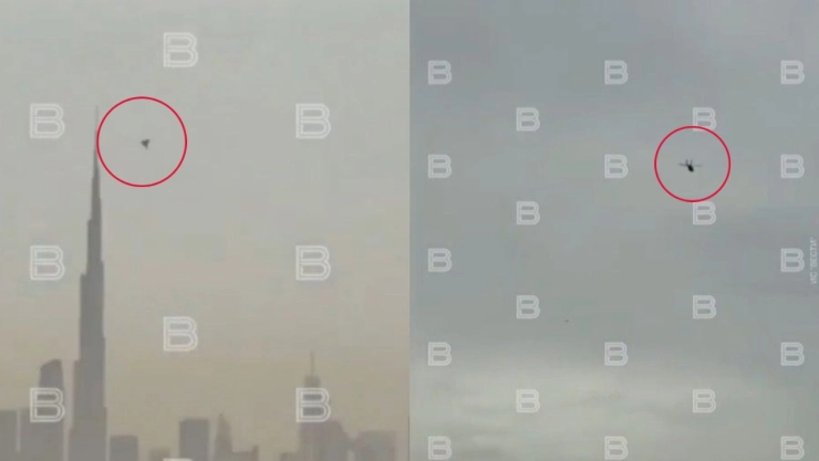 Helicóptero derriba dron Shahed-136 de Irán cerca del Burj Khalifa en Dubái (VIDEO)