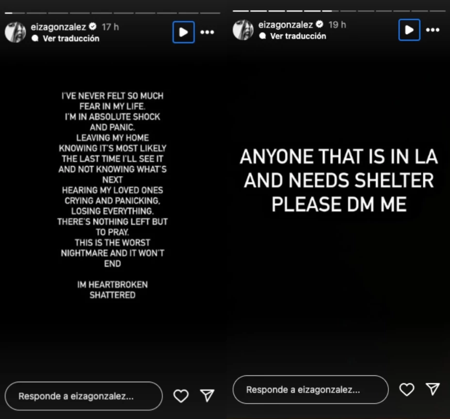 Eiza González ofrece AYUDA a daminificados por los incendios en California